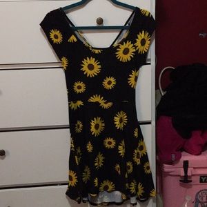 PacSun Cross Back Sunflower Skater Dress
